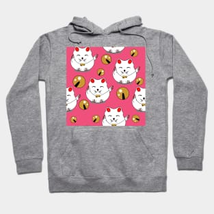 Cute Maneki Neko Cat Kids Pattern Seamless Hoodie